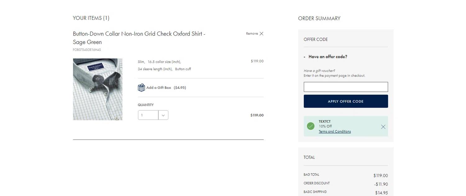 where to use Charles Tyrwhitt promo code box