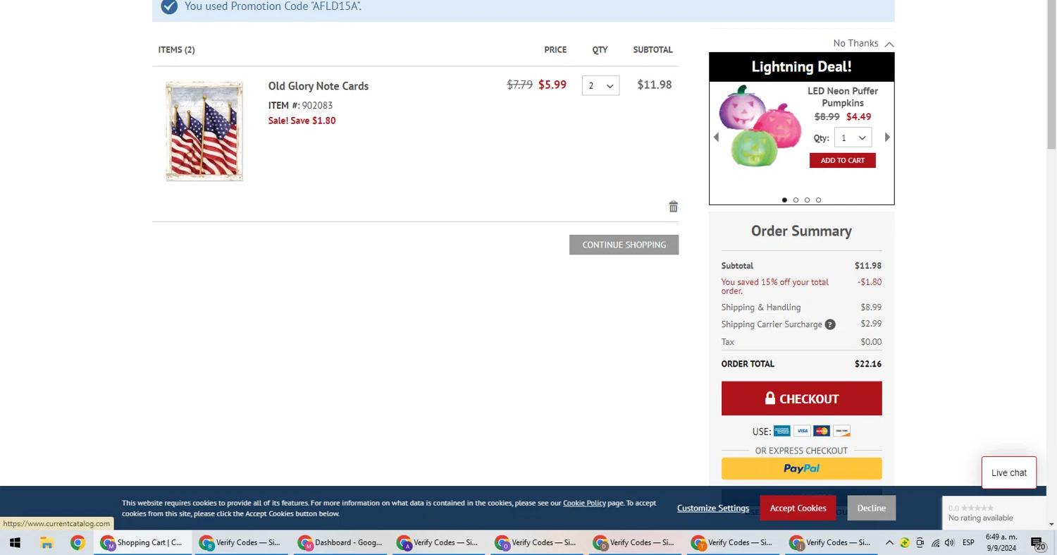 where to use Current Catalog promo code box