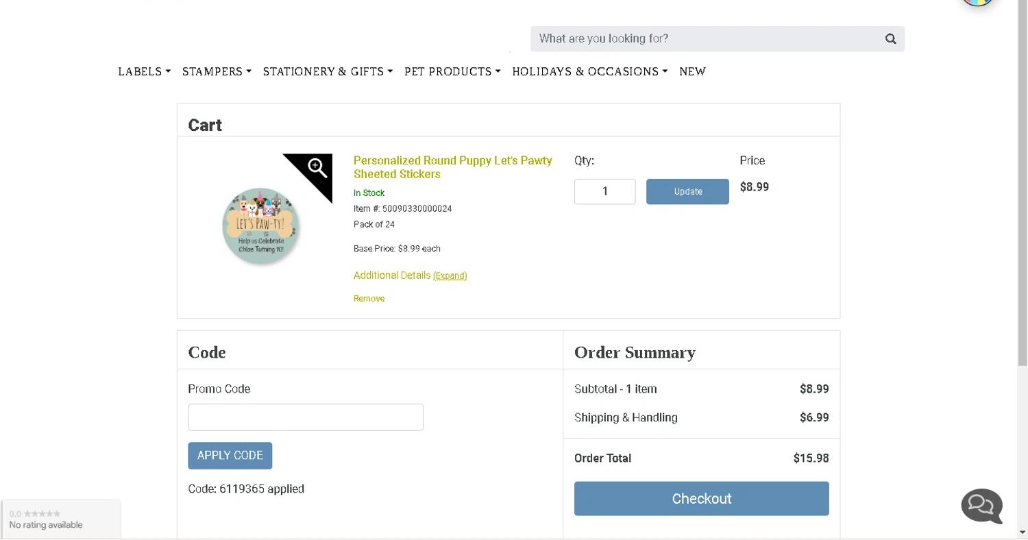where to use Current Labels promo code box
