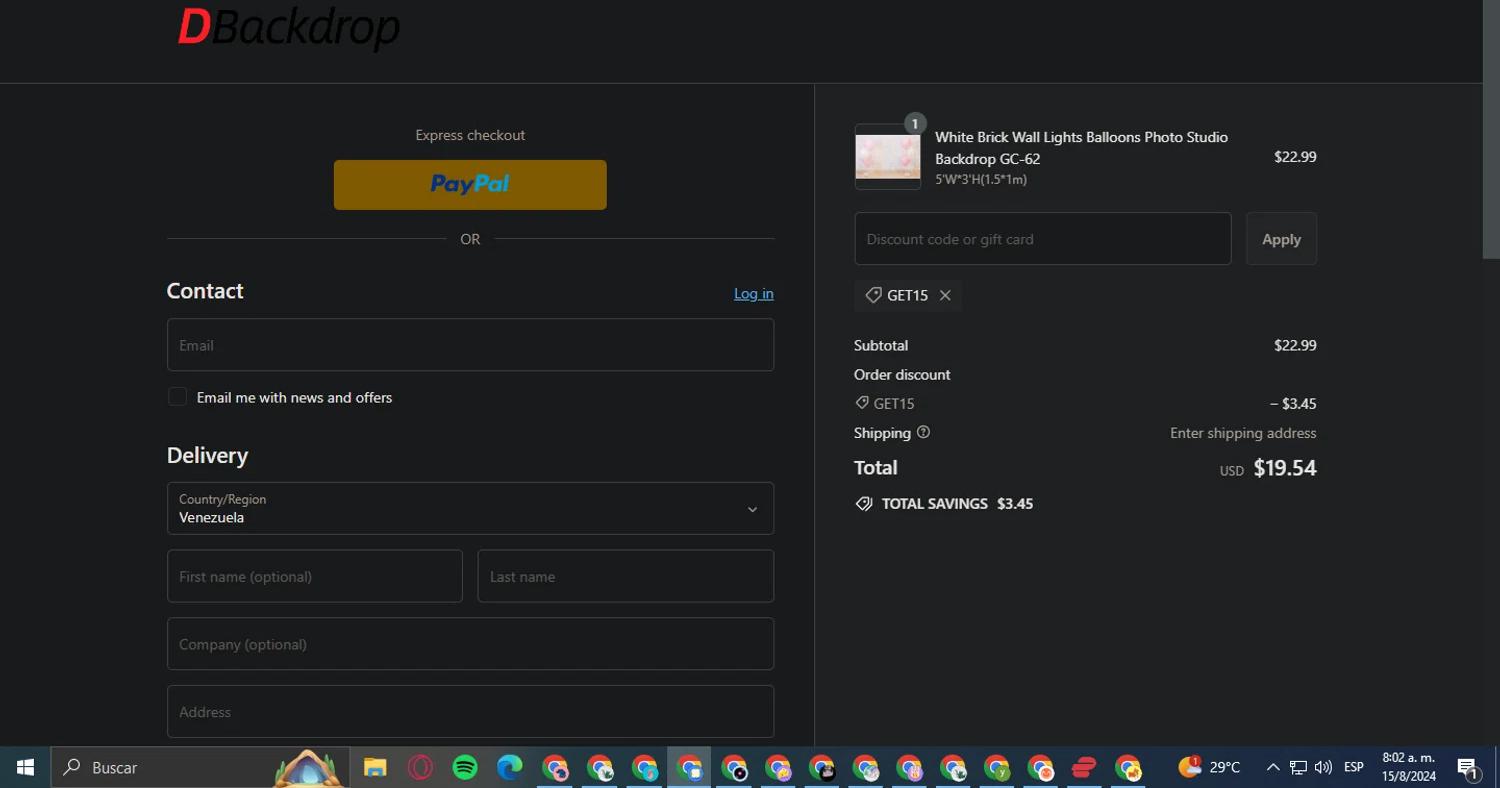 where to use Dbackdrop promo code box