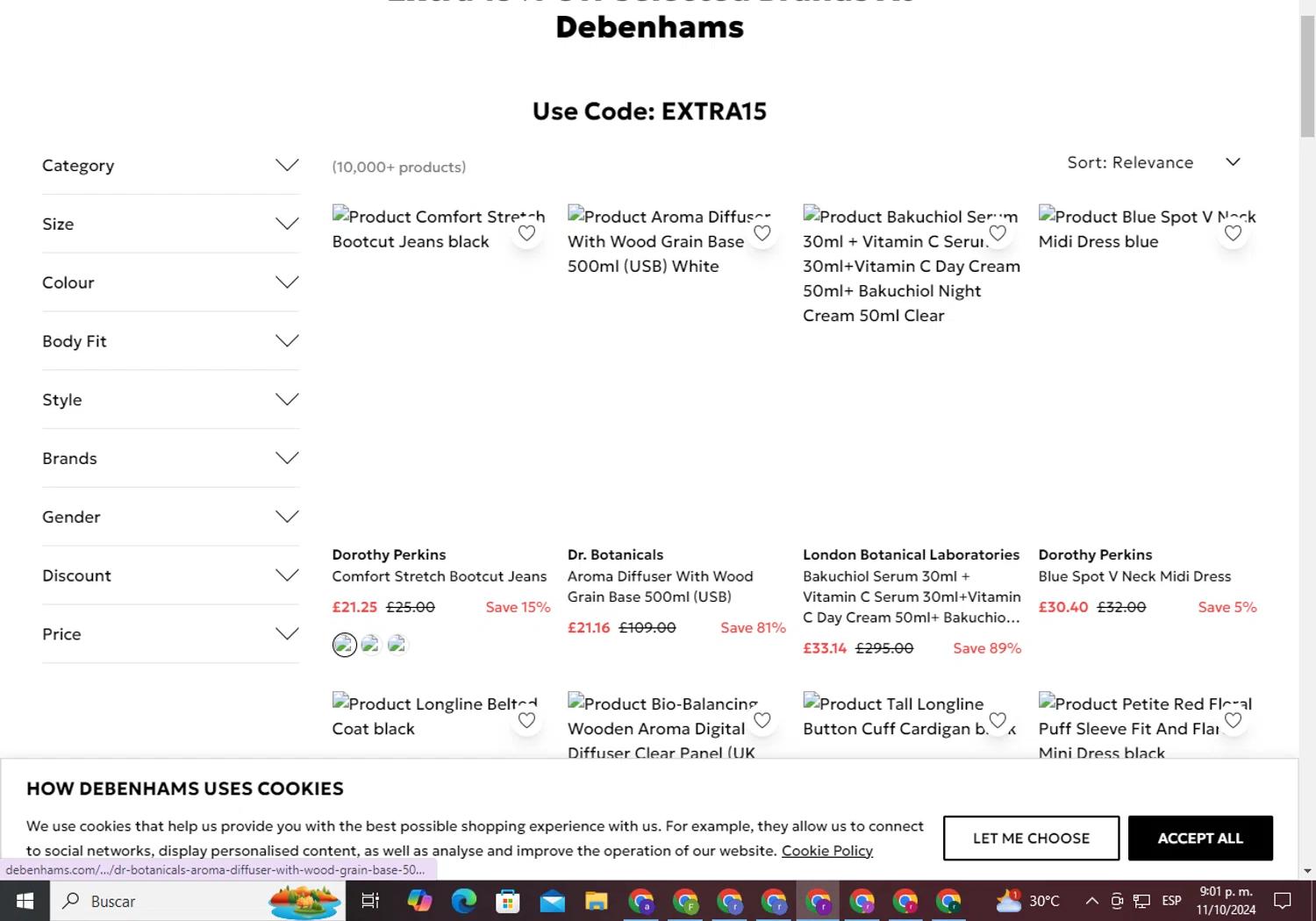 where to use Debenhams promo code box