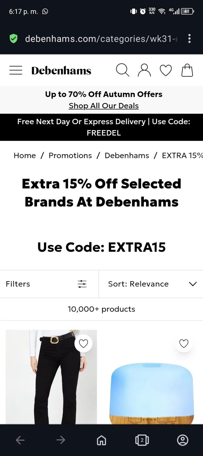 how to use Debenhams coupons