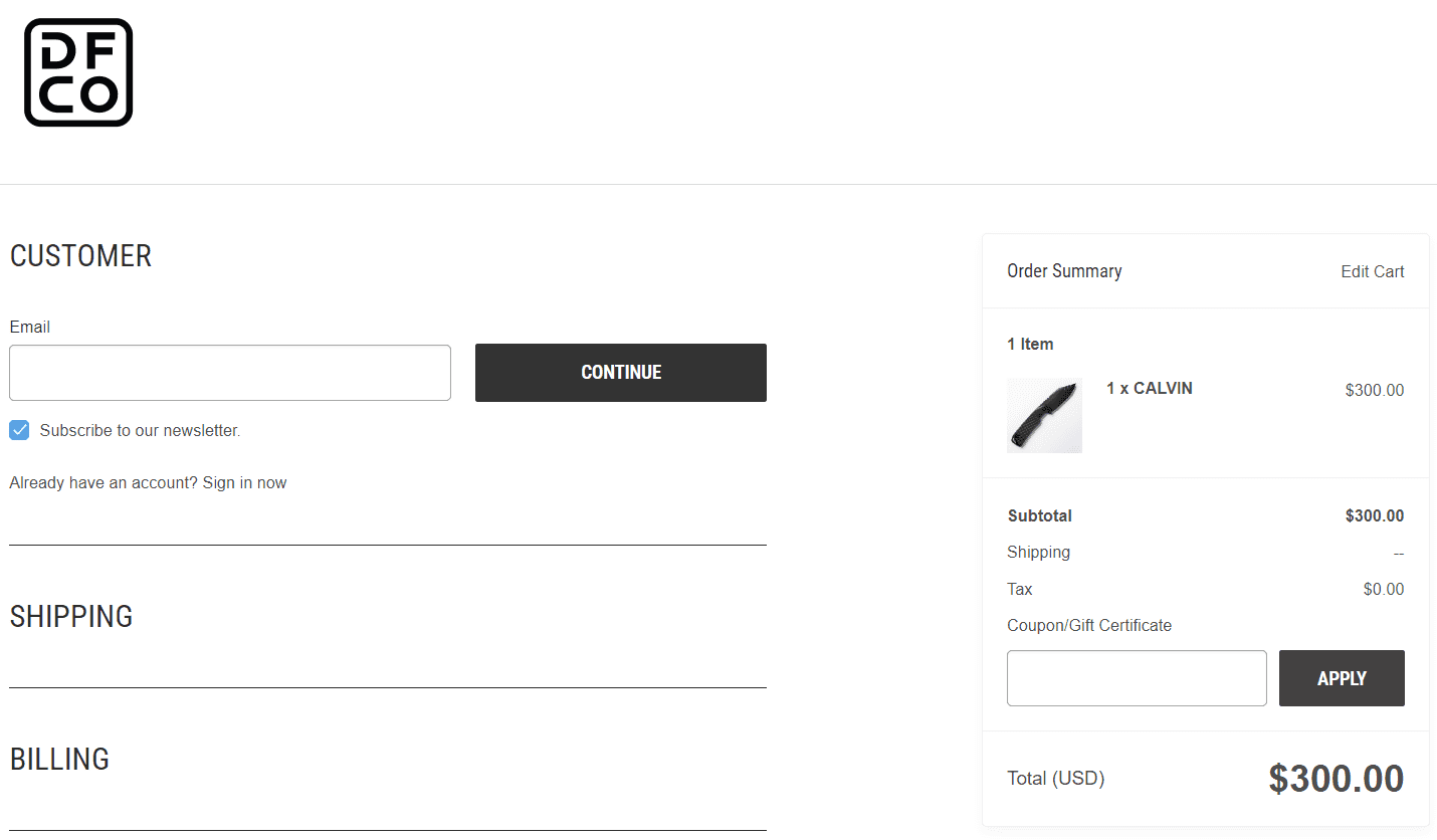 where to use DFCO promo code box