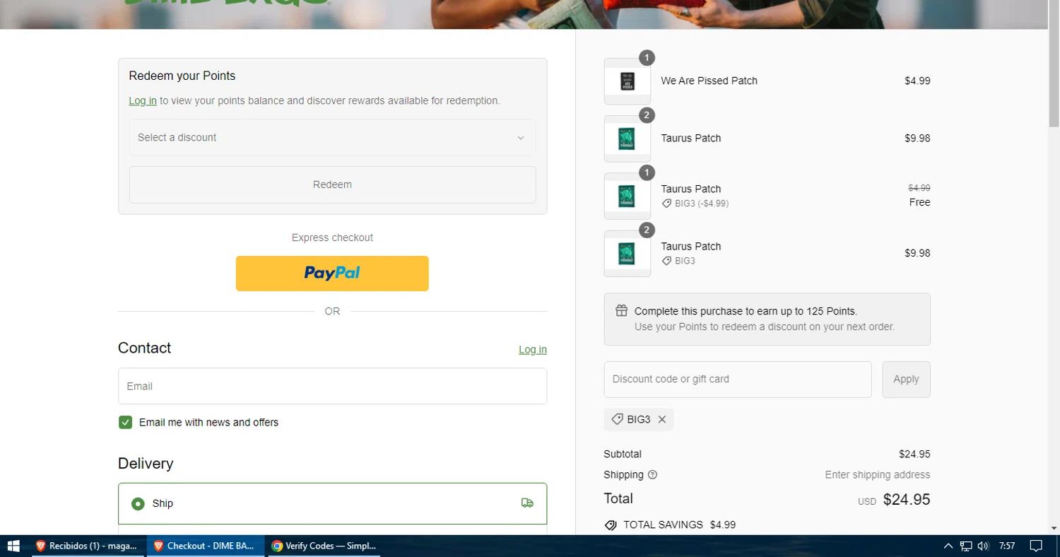 where to use Dime Bags promo code box