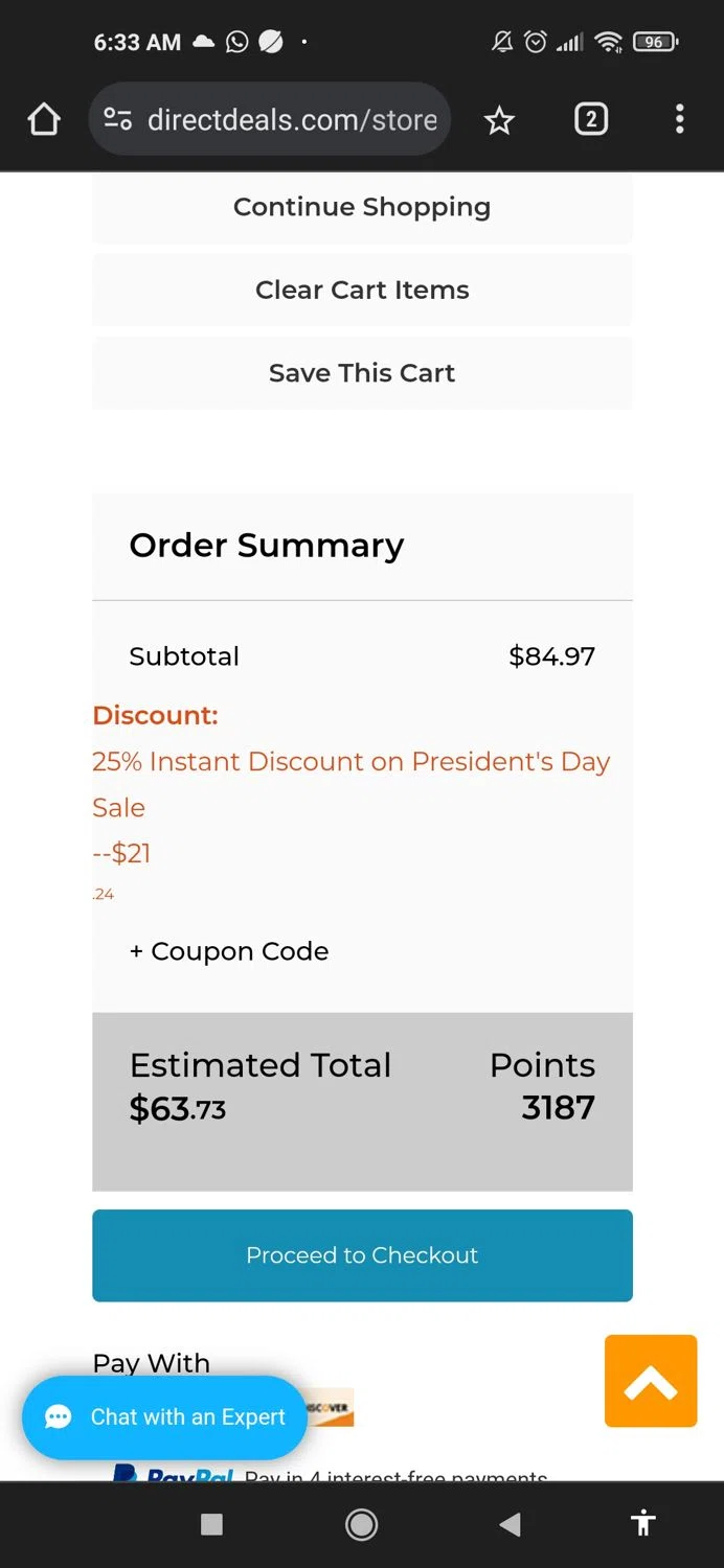 where to use Directdeals promo code box