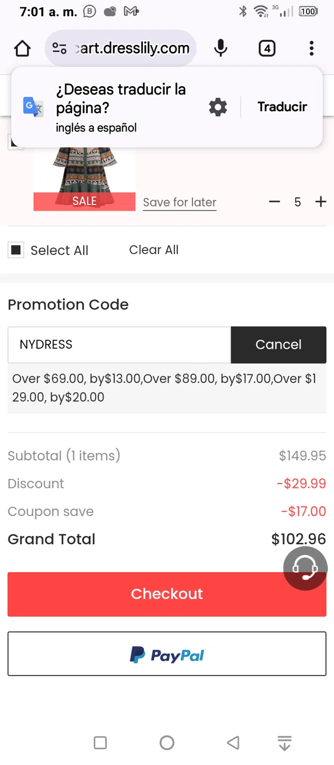 where to use DressLily promo code box