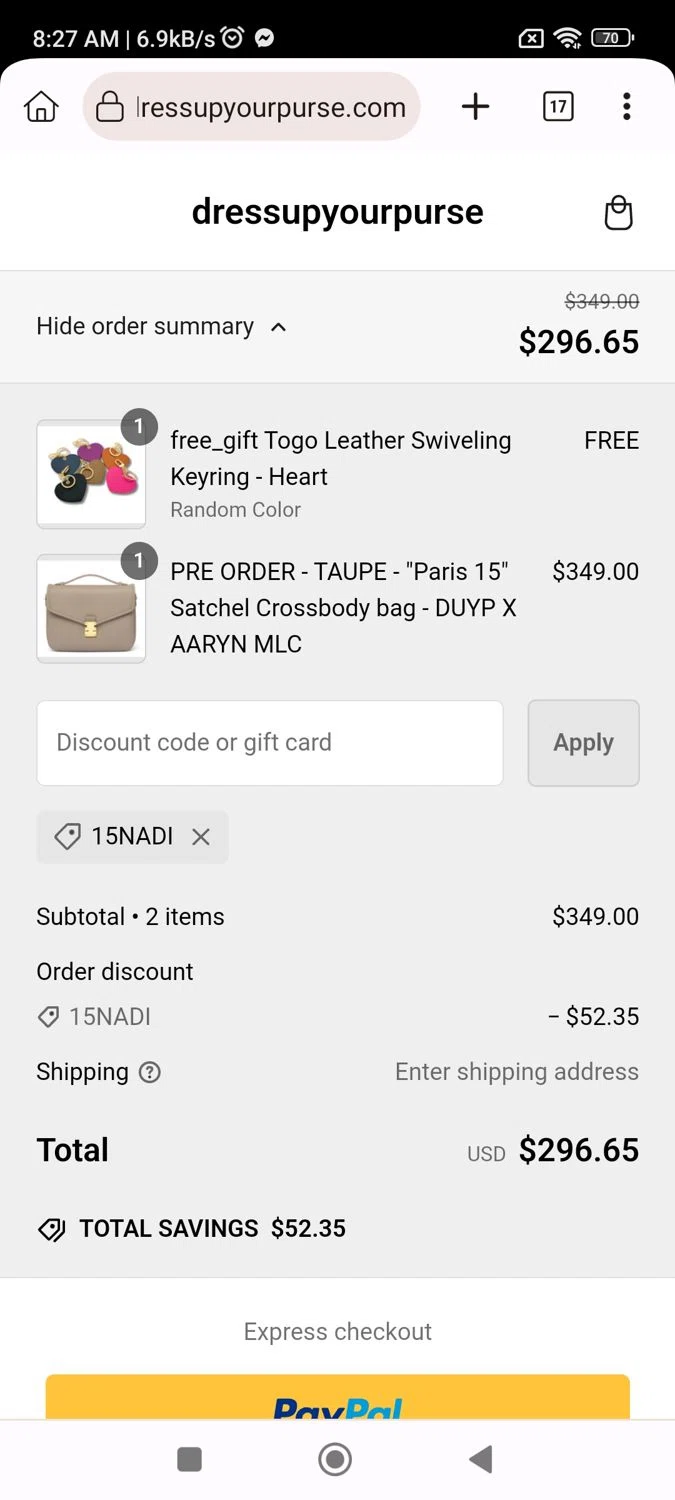 where to use DUYP promo code box