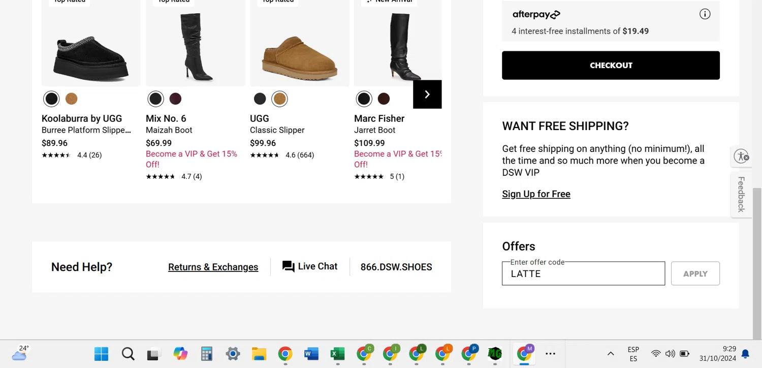 where to use DSW promo code box