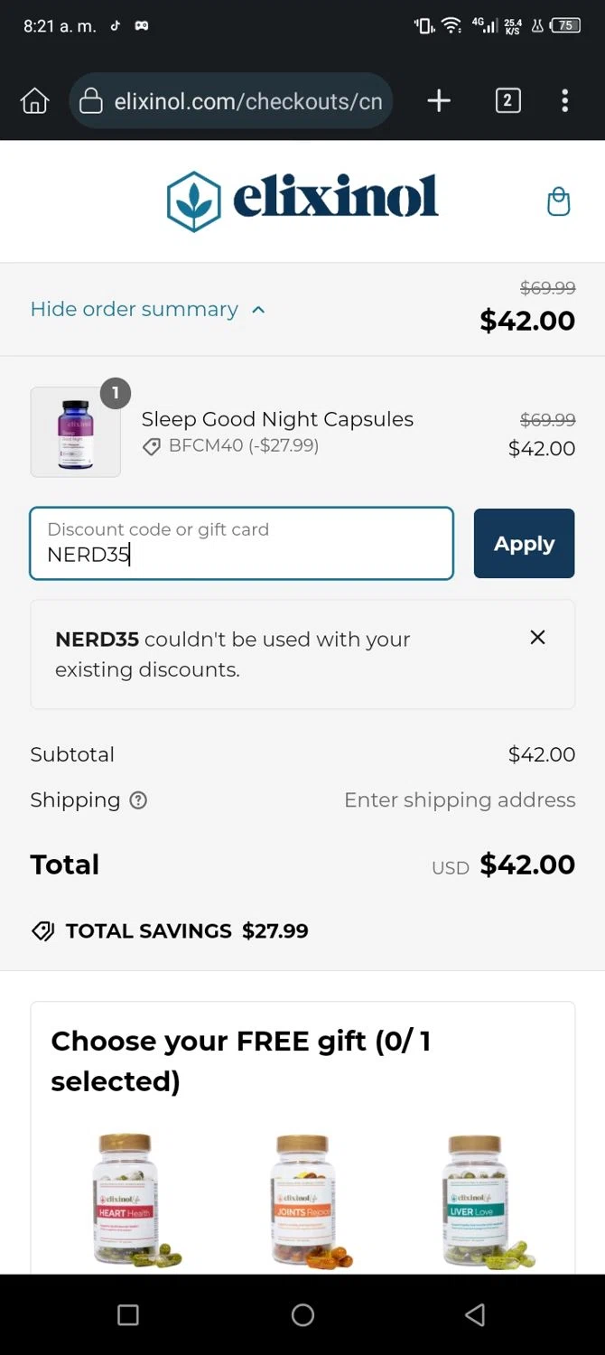 where to use Elixinol promo code box