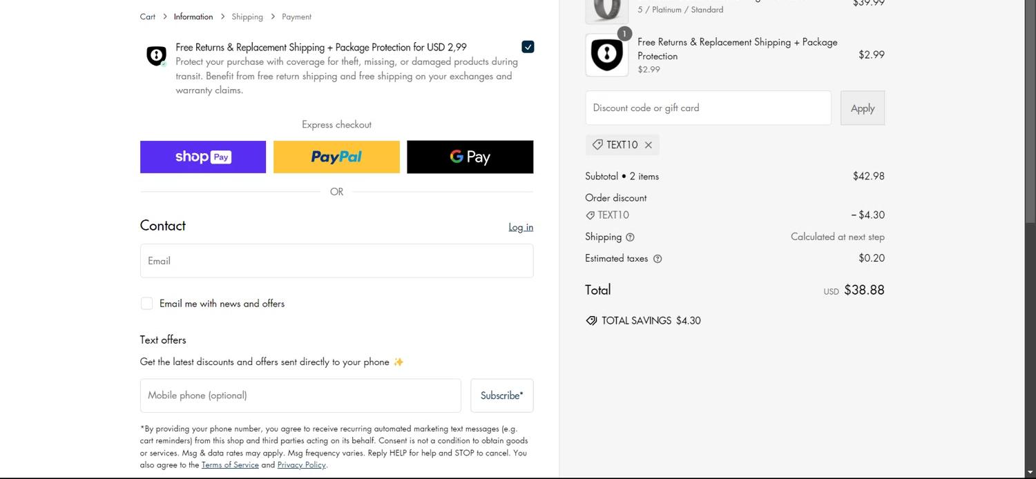 where to use Enso Rings promo code box
