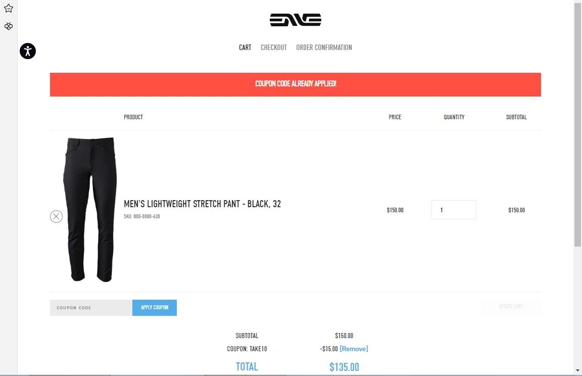 where to use ENVE promo code box