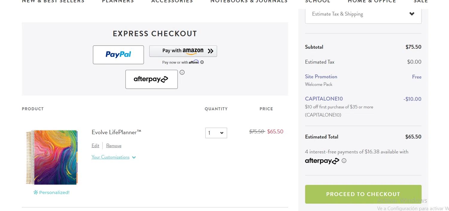 where to use Erin Condren promo code box