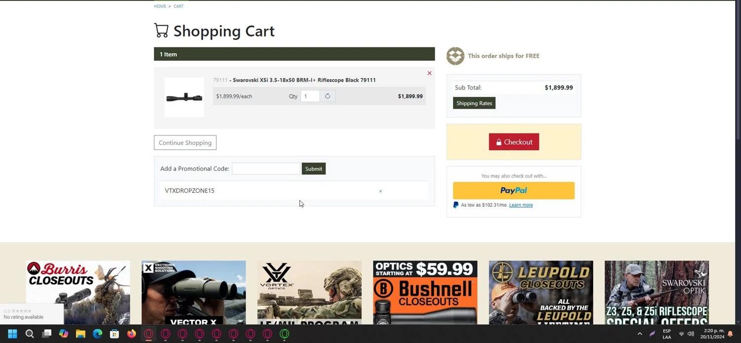 where to use EuroOptic promo code box