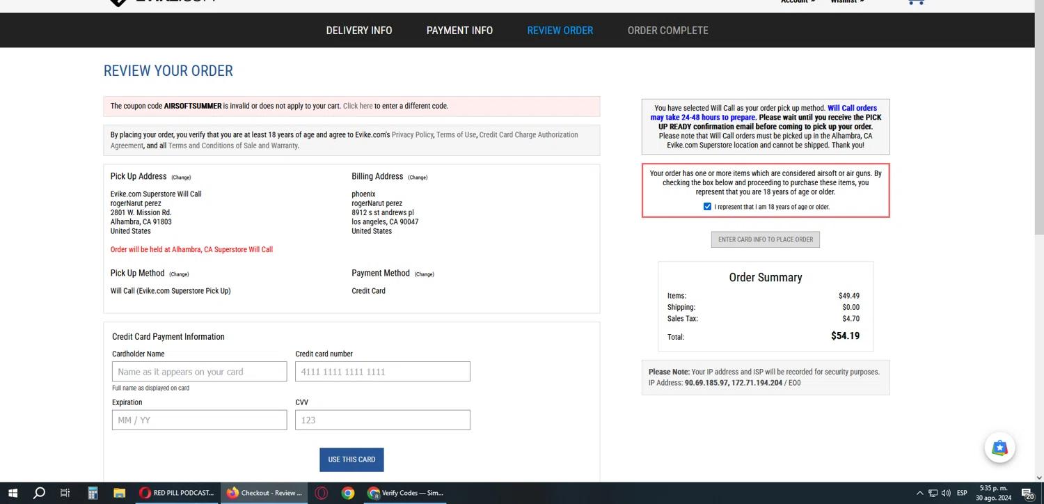 where to use Evike.com promo code box