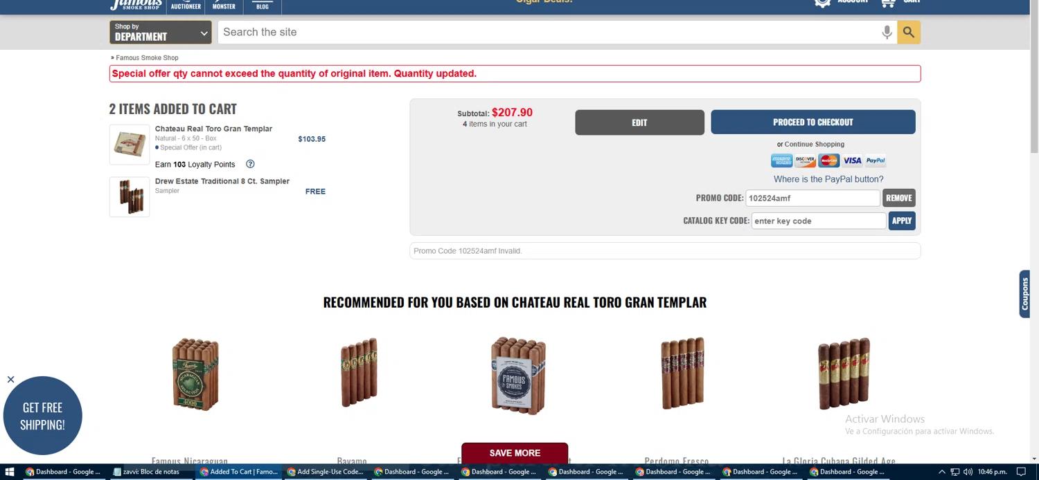 where to use Famous Smoke Shop promo code box