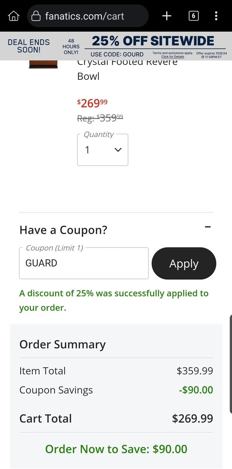 where to use Fanatics promo code box