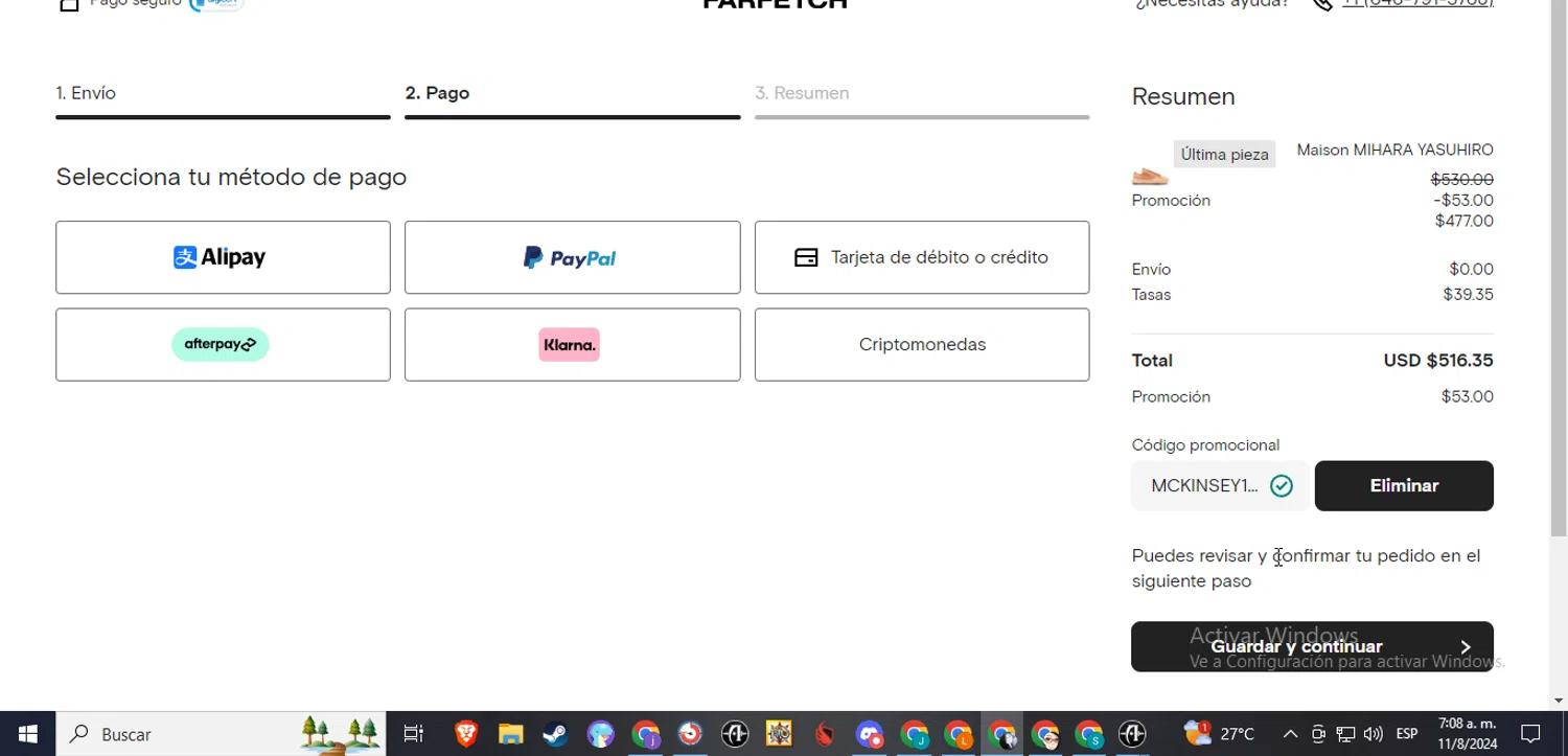 where to use Farfetch promo code box