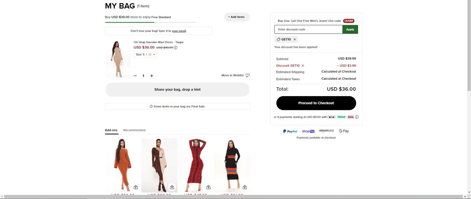 where to use Fashion Nova promo code box