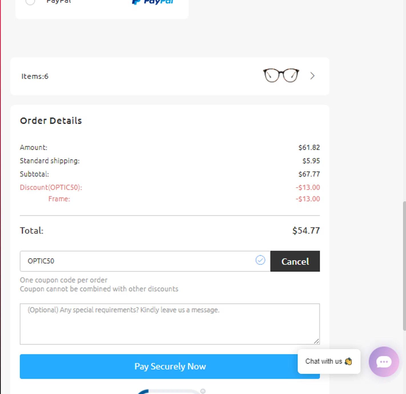 where to use Firmoo promo code box