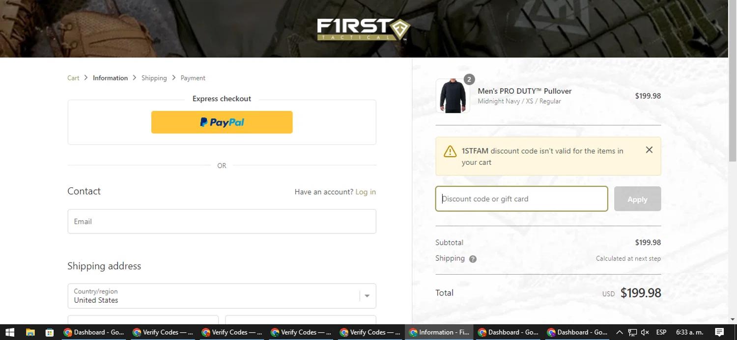 where to use First Uniform promo code box