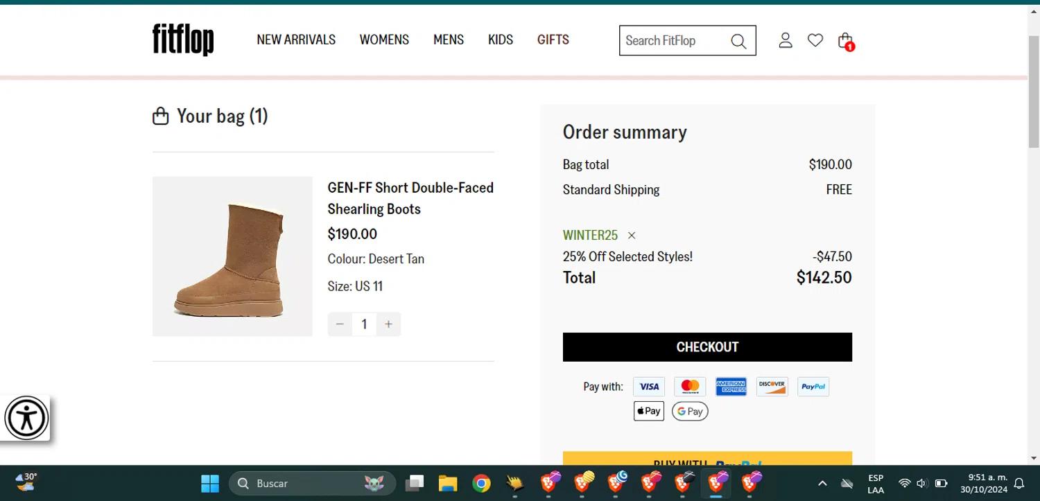 where to use FitFlop promo code box