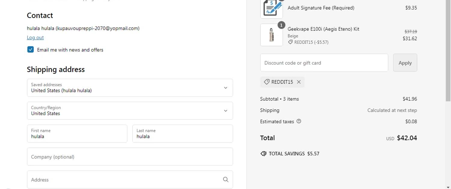 where to use Flawless Vape Shop promo code box