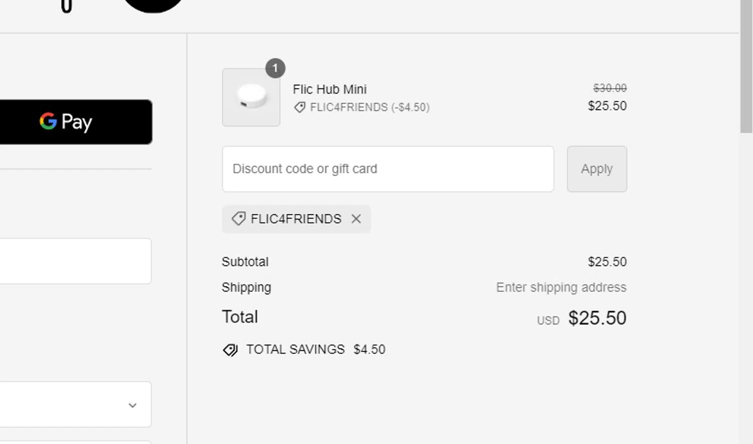 where to use Flic promo code box