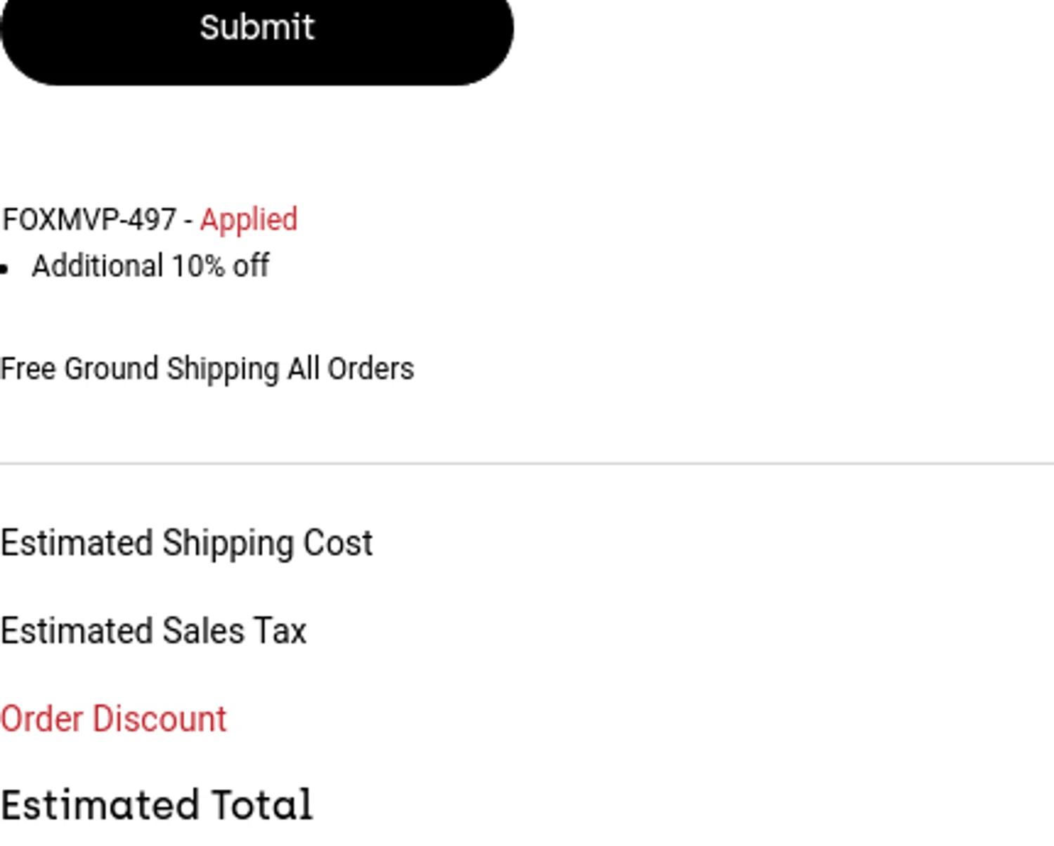where to use Fox Racing promo code box