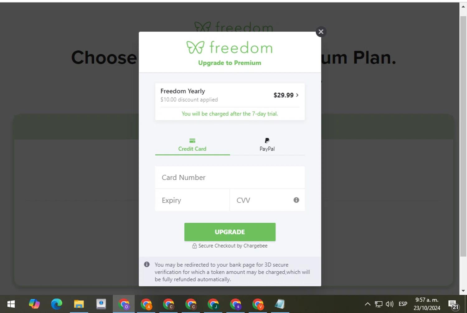 where to use Freedom promo code box