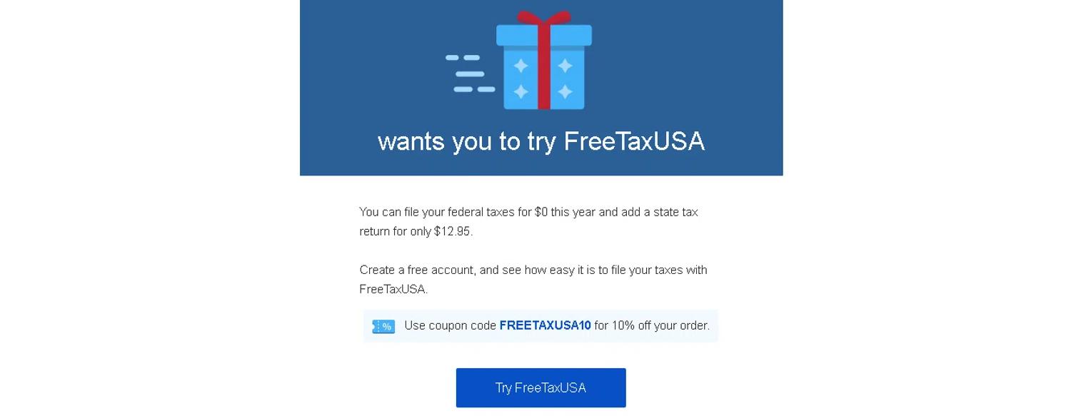 where to use FreeTaxUSA promo code box