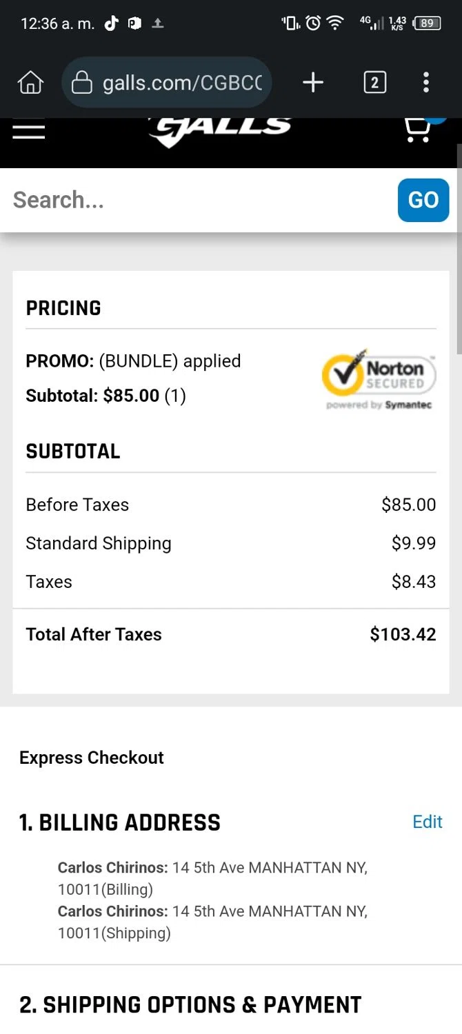 where to use Galls promo code box