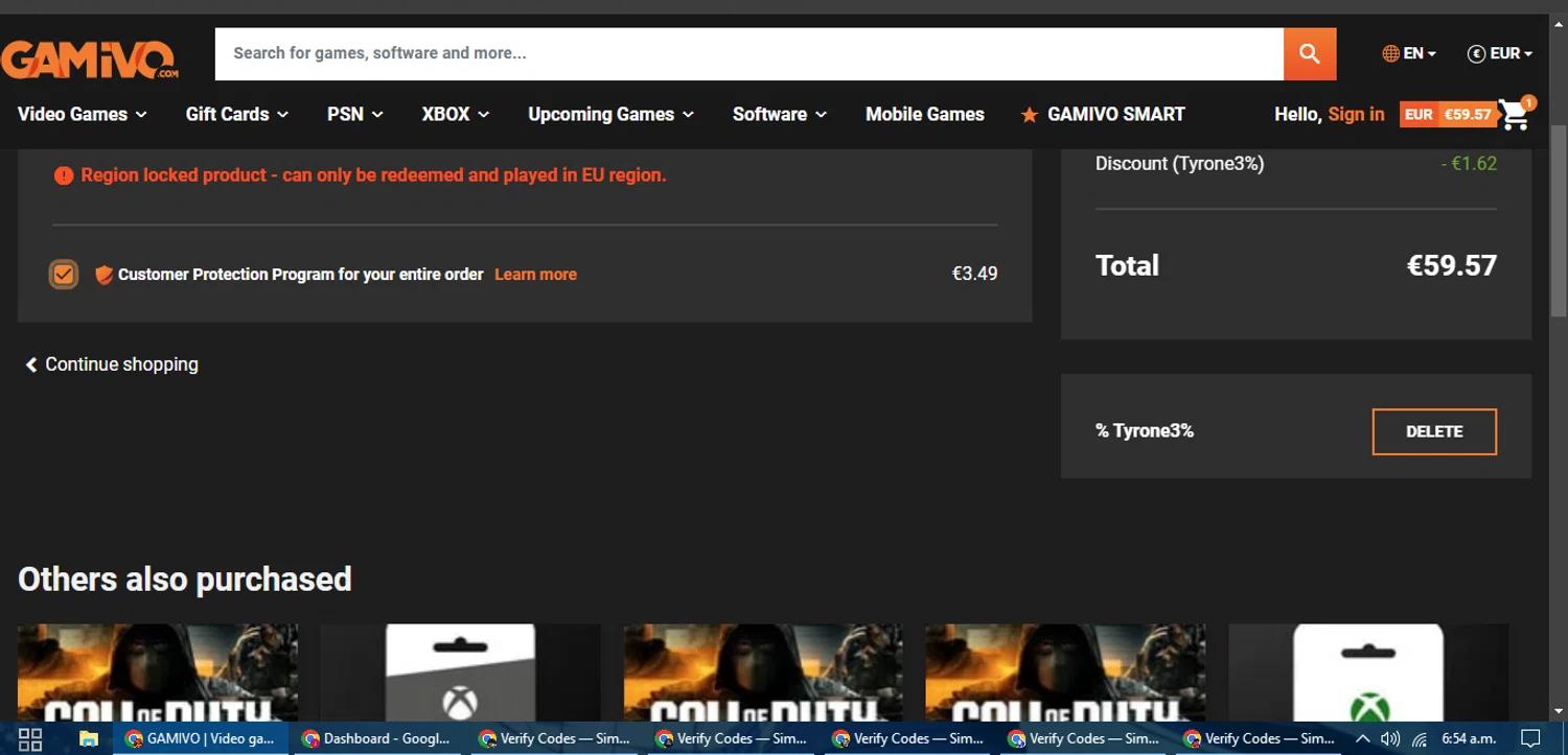 where to use Gamivo promo code box