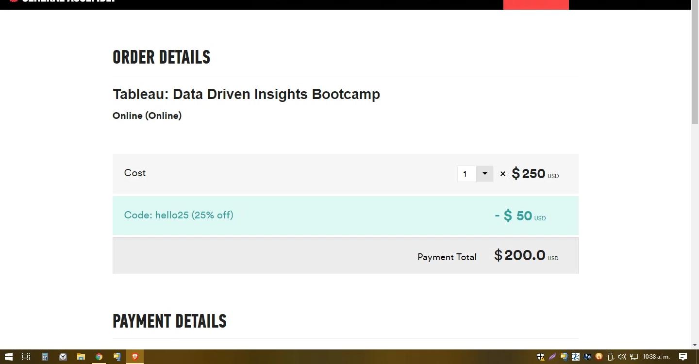 where to use General Assembly promo code box