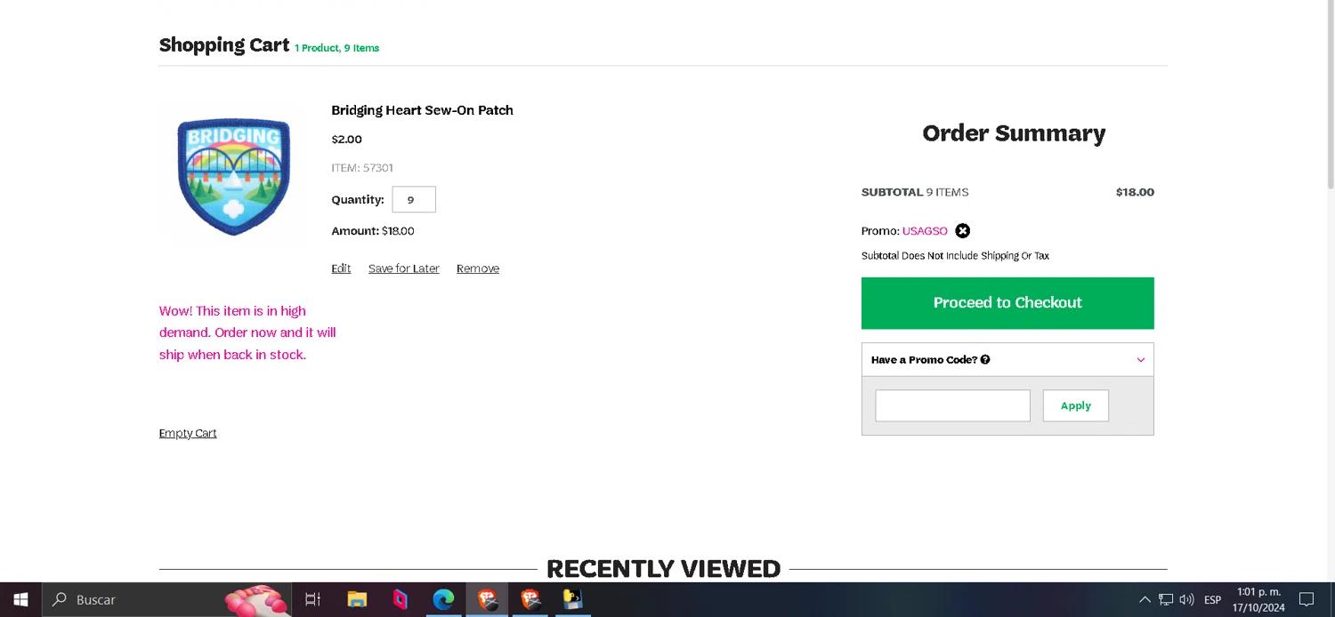 where to use Girl Scout promo code box