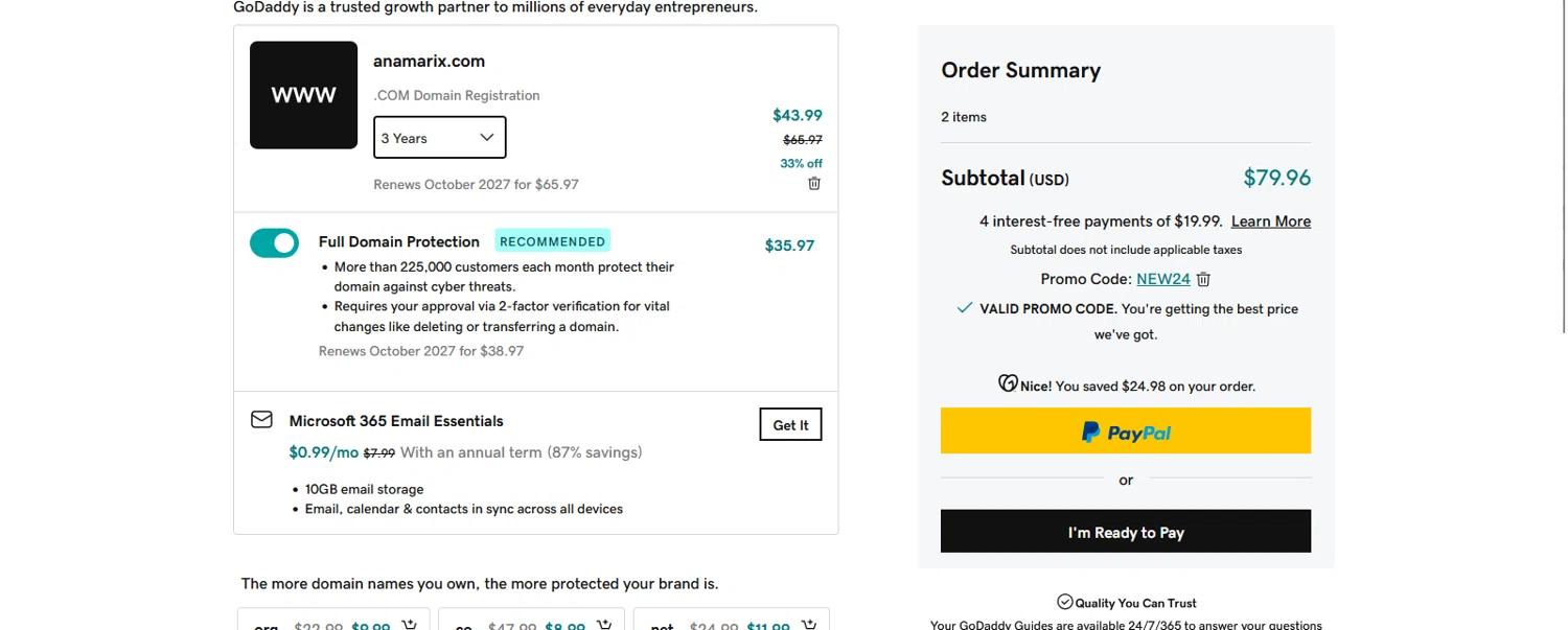 where to use GoDaddy India promo code box