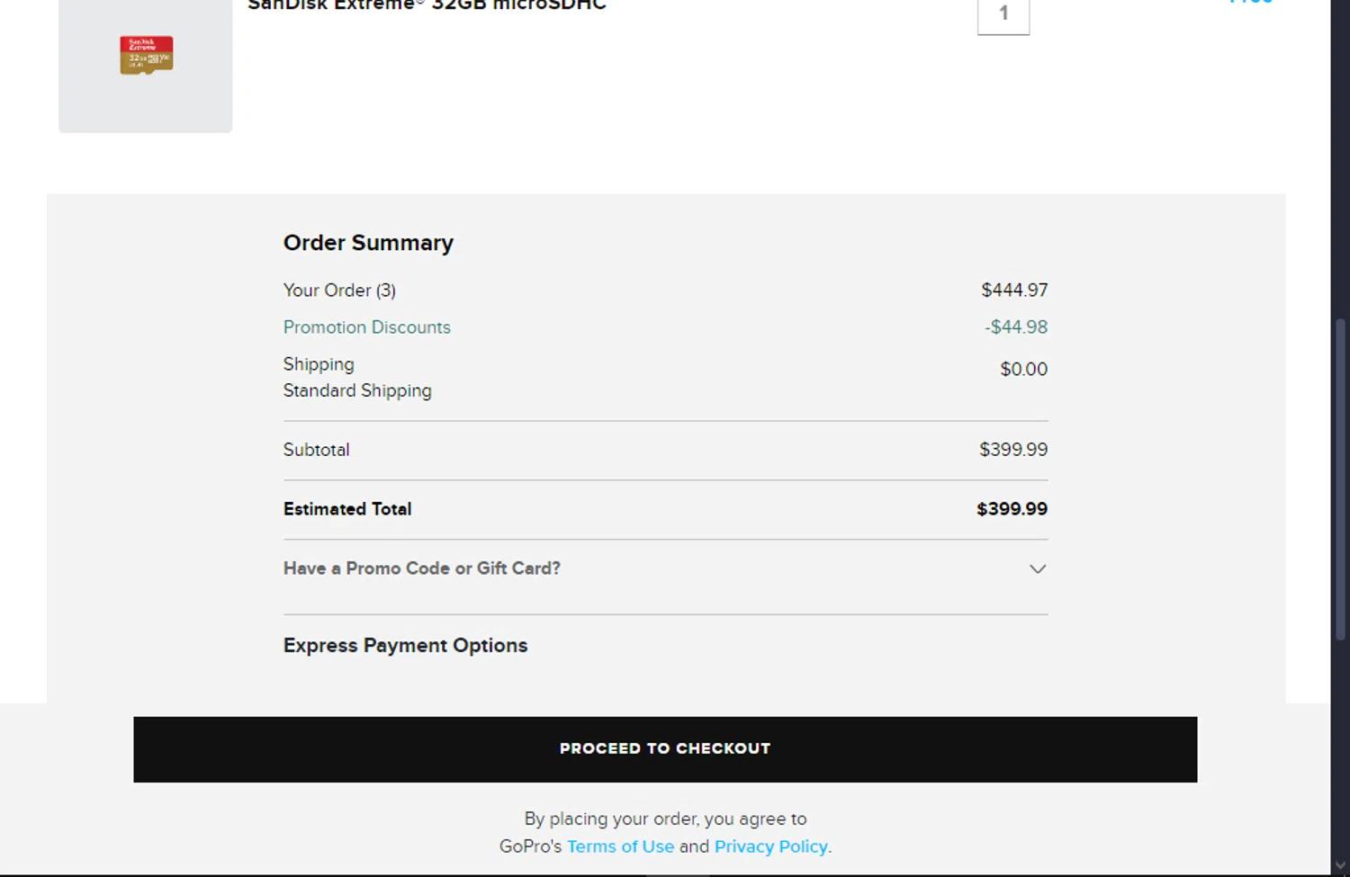 where to use GoPro UK promo code box