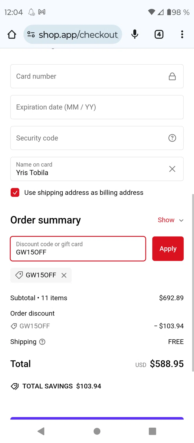 where to use Gorilla Wear promo code box