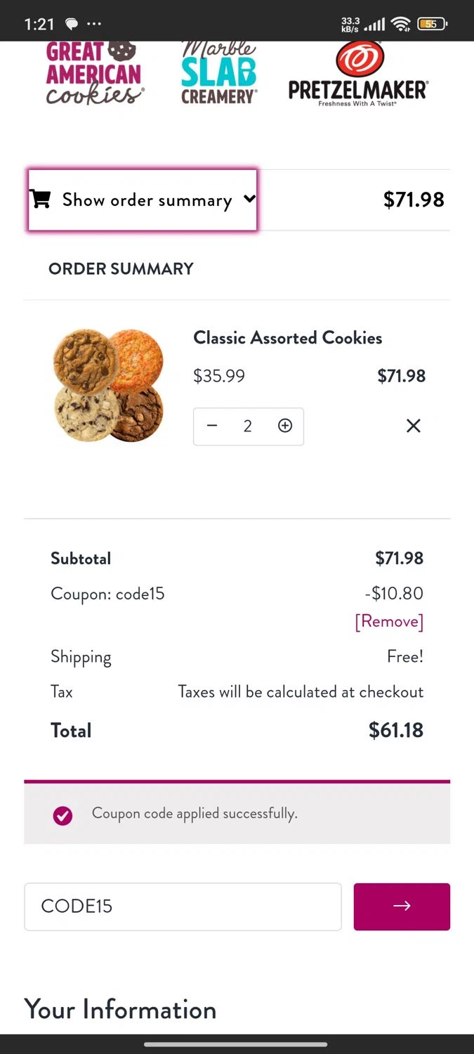 where to use Haribo promo code box
