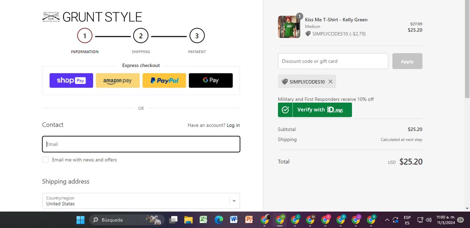 where to use Gruntstyle promo code box