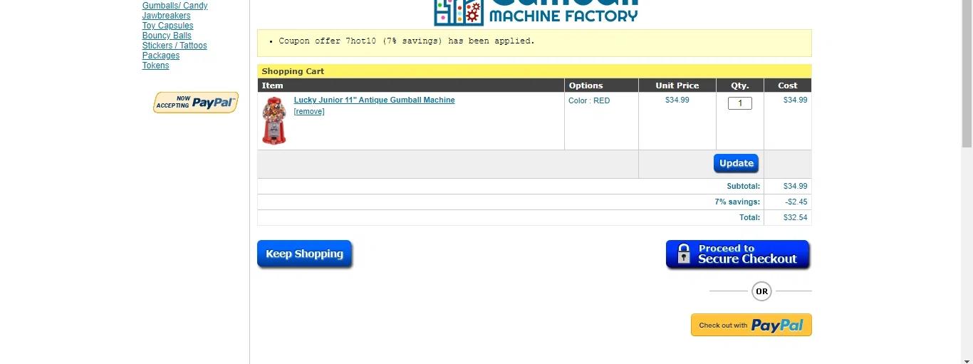 where to use Gumball Machine Factory promo code box