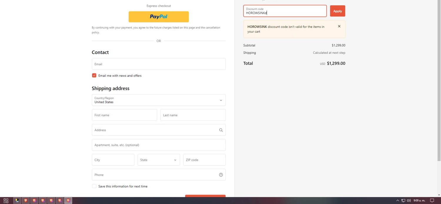 where to use Horow promo code box
