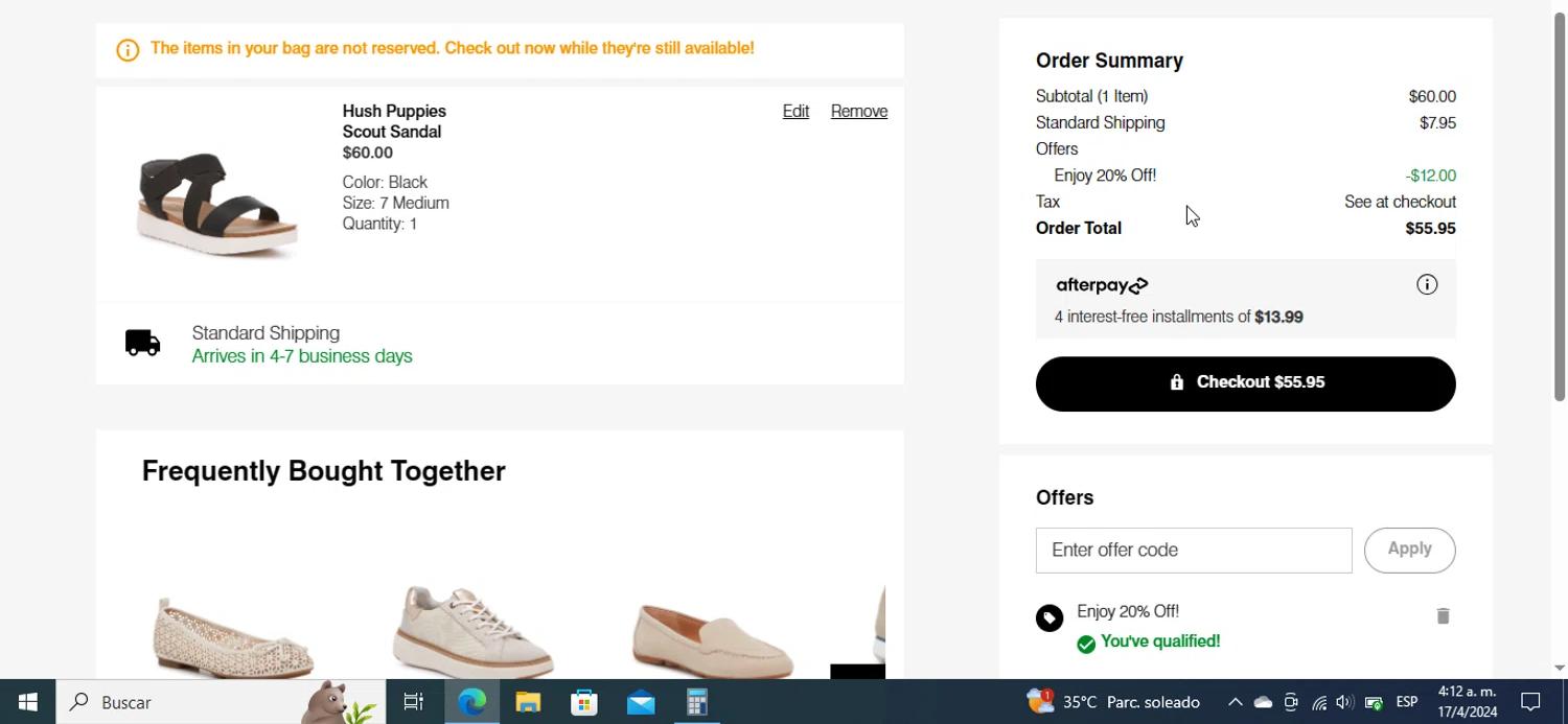 where to use Hush Puppies promo code box