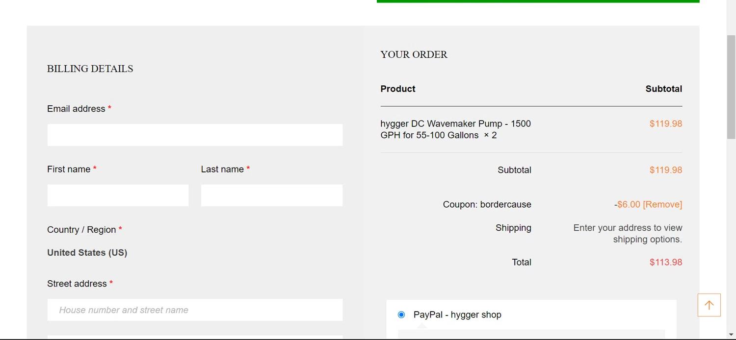 where to use Hygger Aquarium promo code box