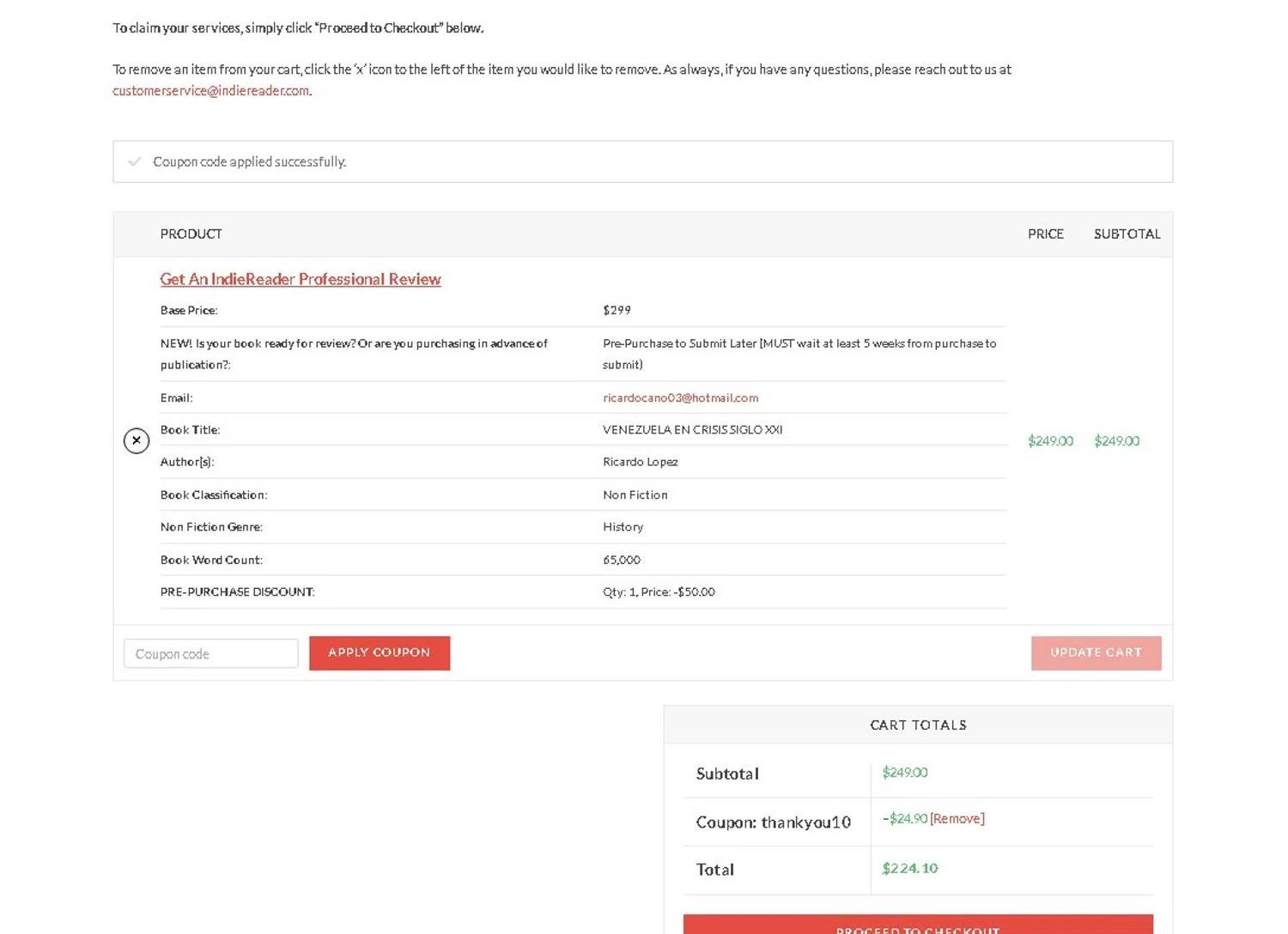 where to use IndieReader promo code box