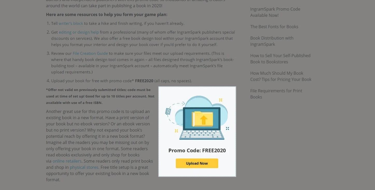 where to use IngramSpark promo code box