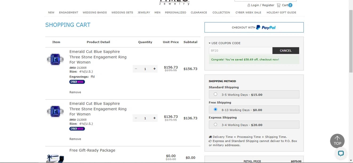 where to use Italo Jewelry promo code box