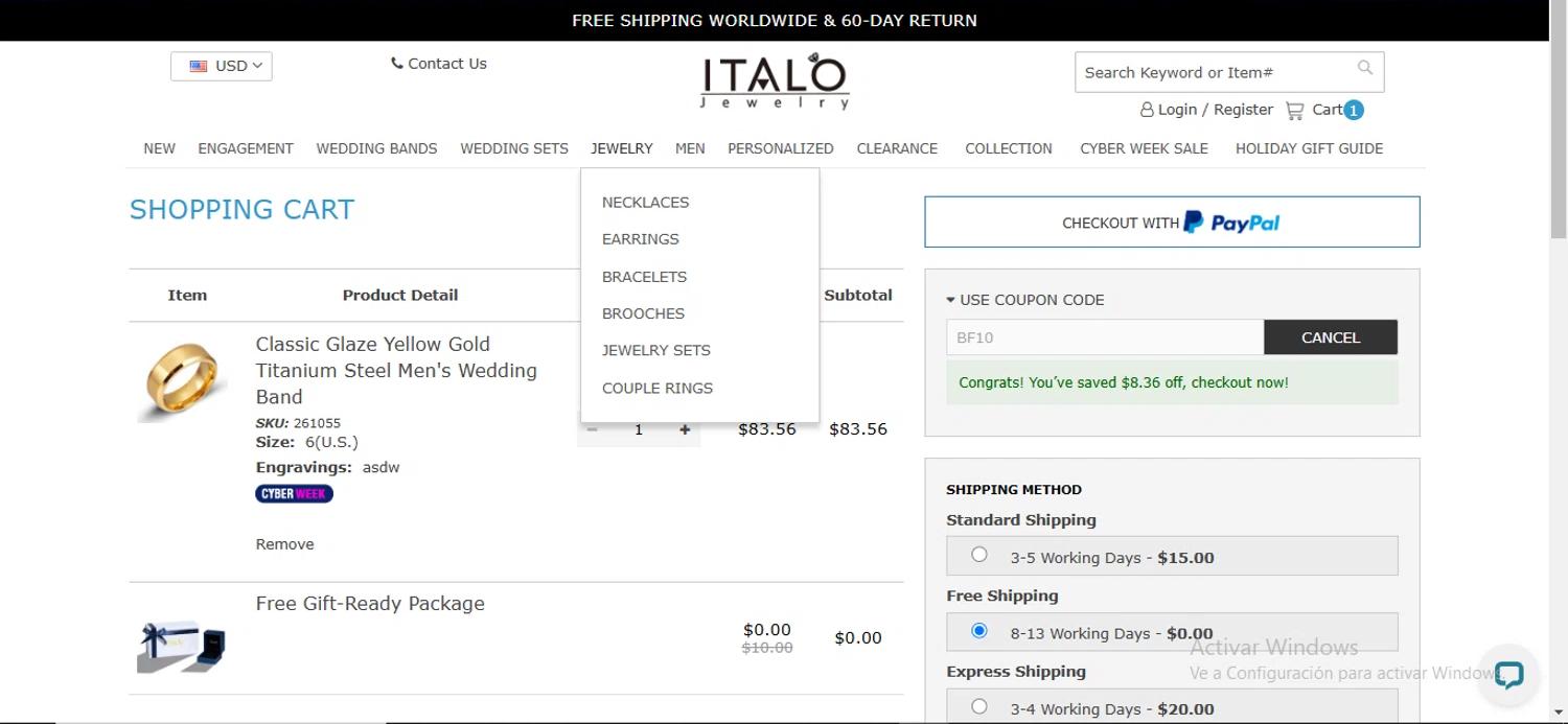 how to use Italo Jewelry coupons