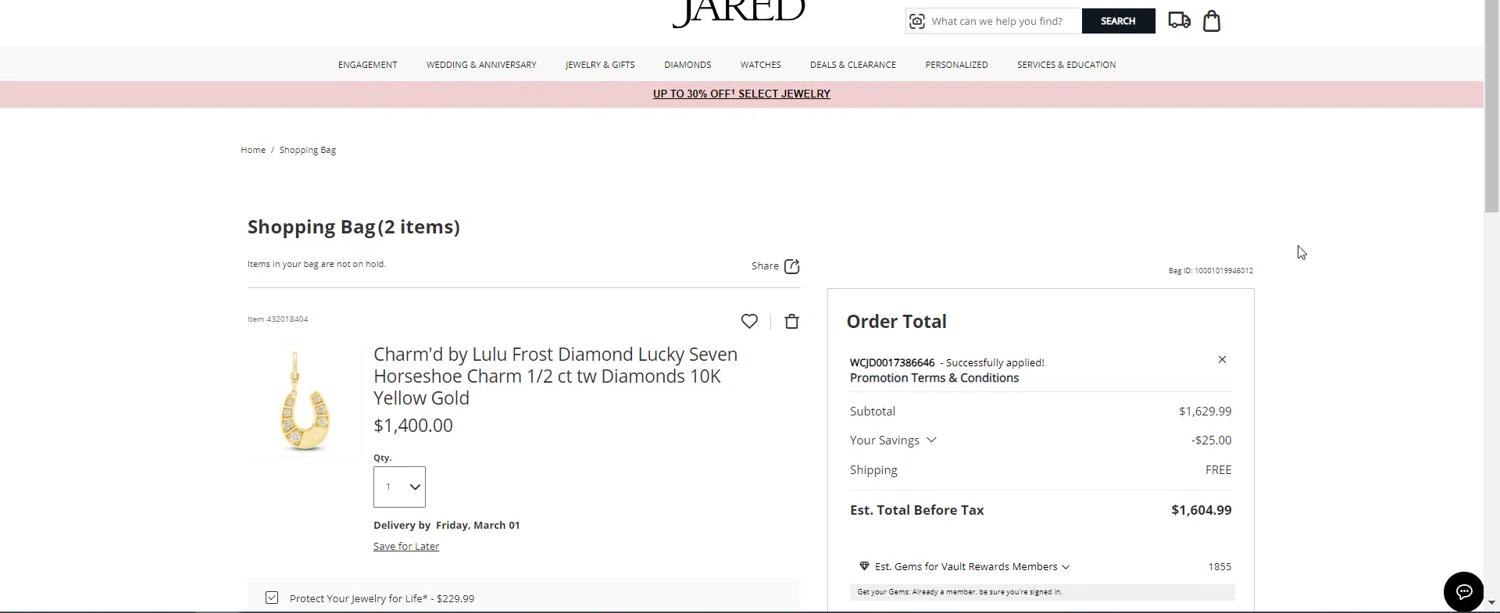 where to use Jared promo code box