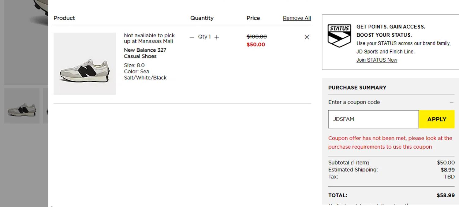 where to use JD Sports promo code box