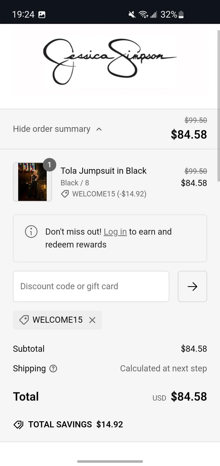 where to use Jessica Simpson promo code box